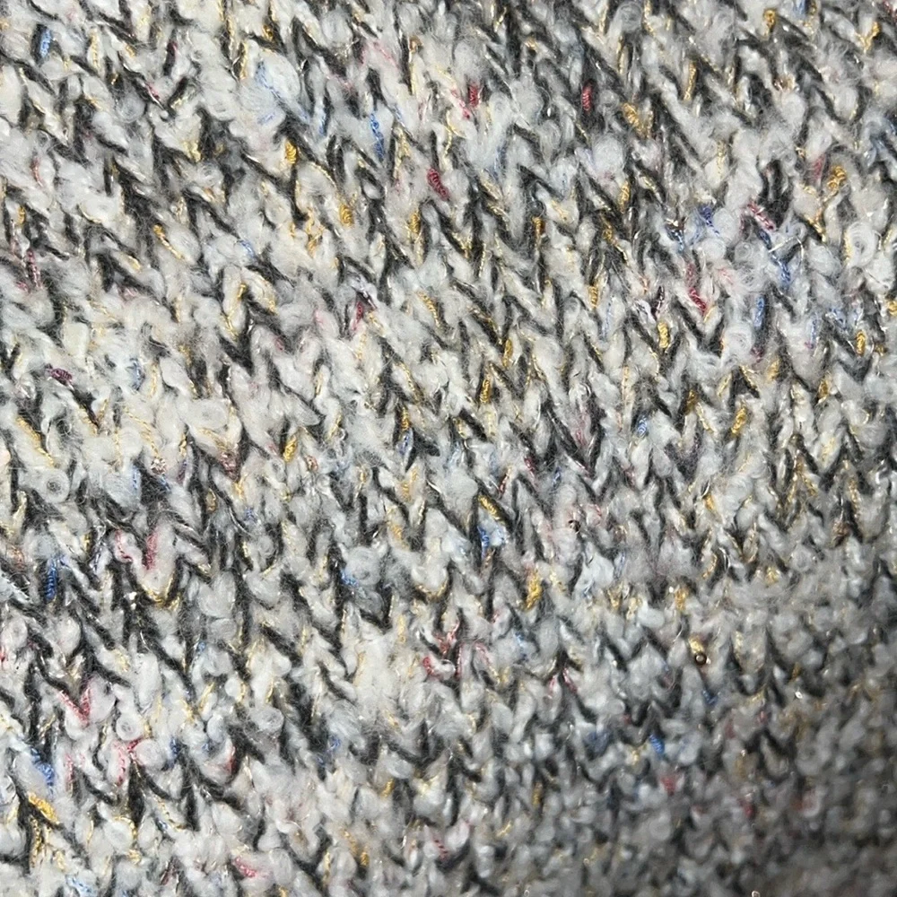 Lou & Grey LOFT Oversized Cowl Neck Chunky Acrylic Gray, Cream Sweater Size M/L - Picture 7 of 14